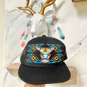 Tracker style Southwestern aztec HORN mesh back unisex baseball hat country vibe